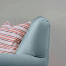  Elegant Backrest Design of the Idler 4-Seater Sofa in Laidback Linen Cerulean - Nicola Harding & Co. 