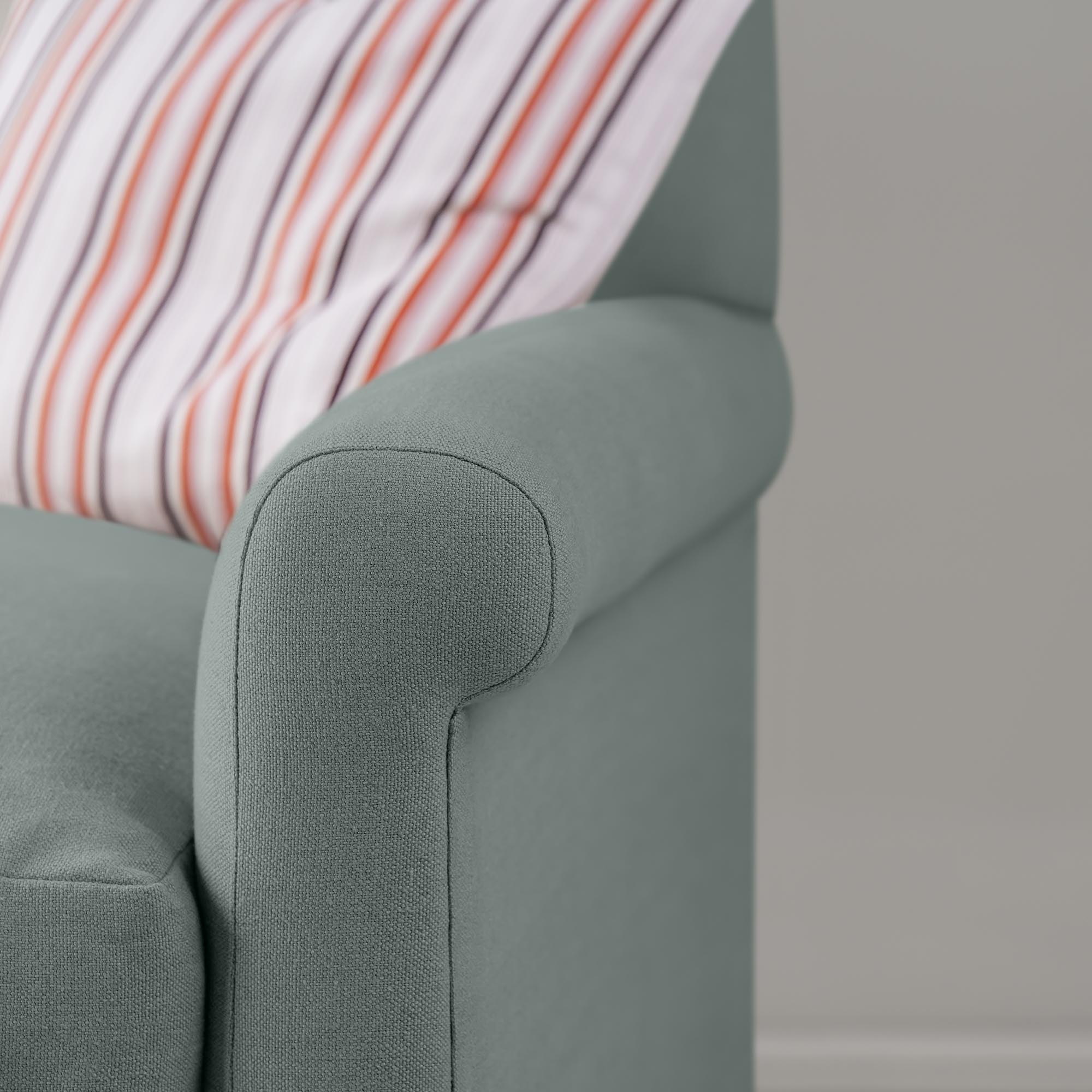  Arm Design Closeup of 4 seater sofa in Laidback Linen Mineral - Nicola Harding & Co. 