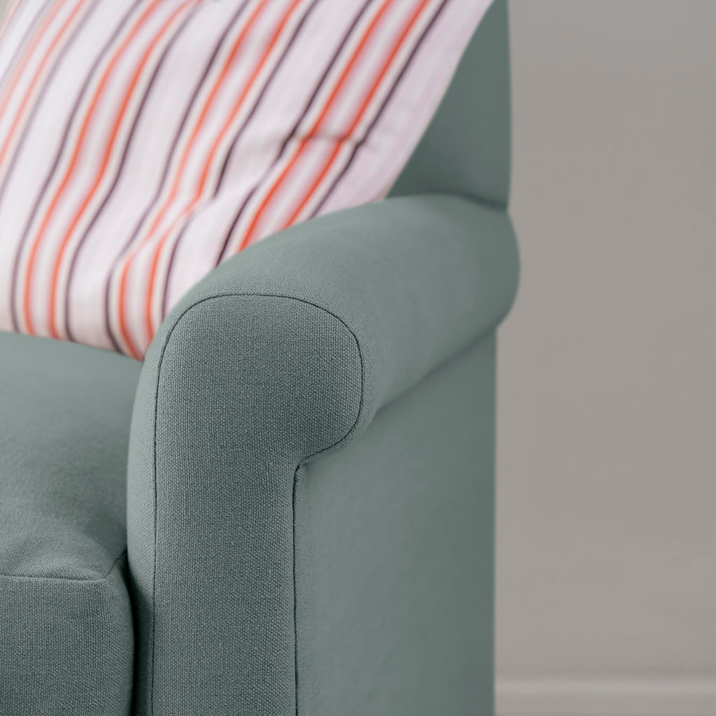  Arm Design Closeup of 4 seater sofa in Laidback Linen Mineral - Nicola Harding & Co. 