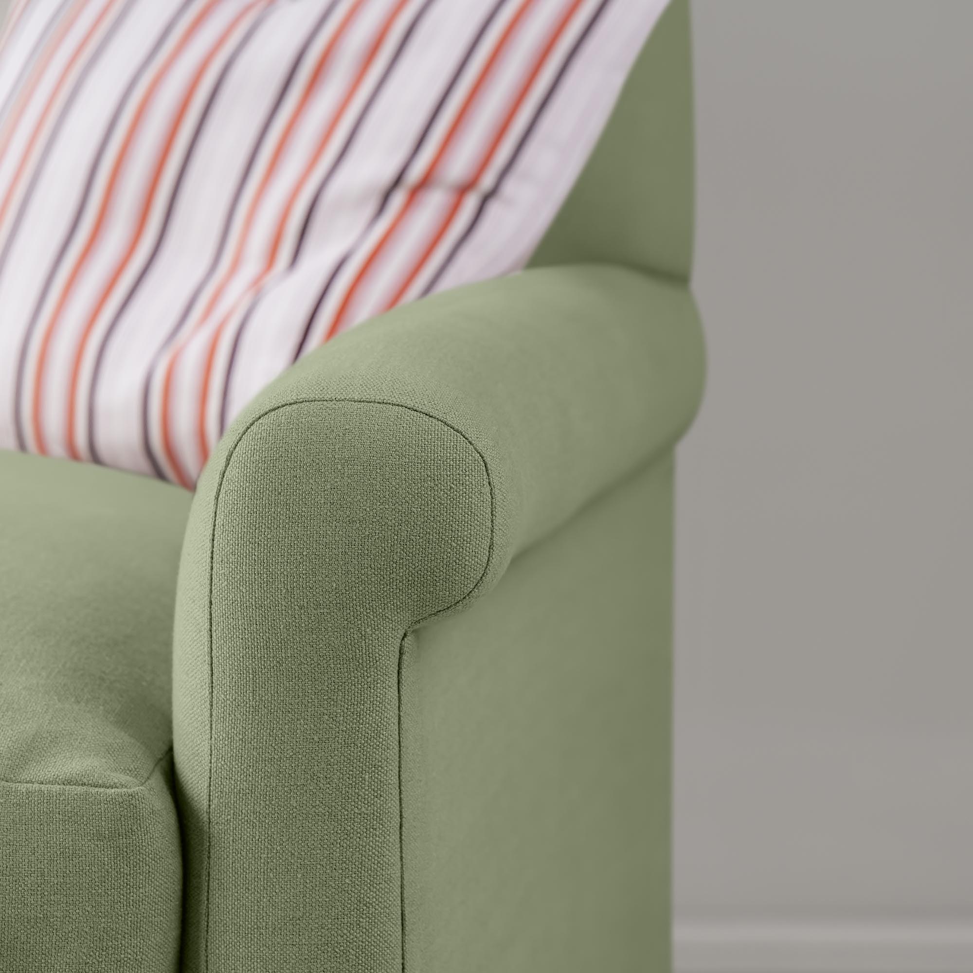  Arm Design Closeup of Idler 4 seater sofa in Laidback Linen Moss - Nicola Harding & Co. 