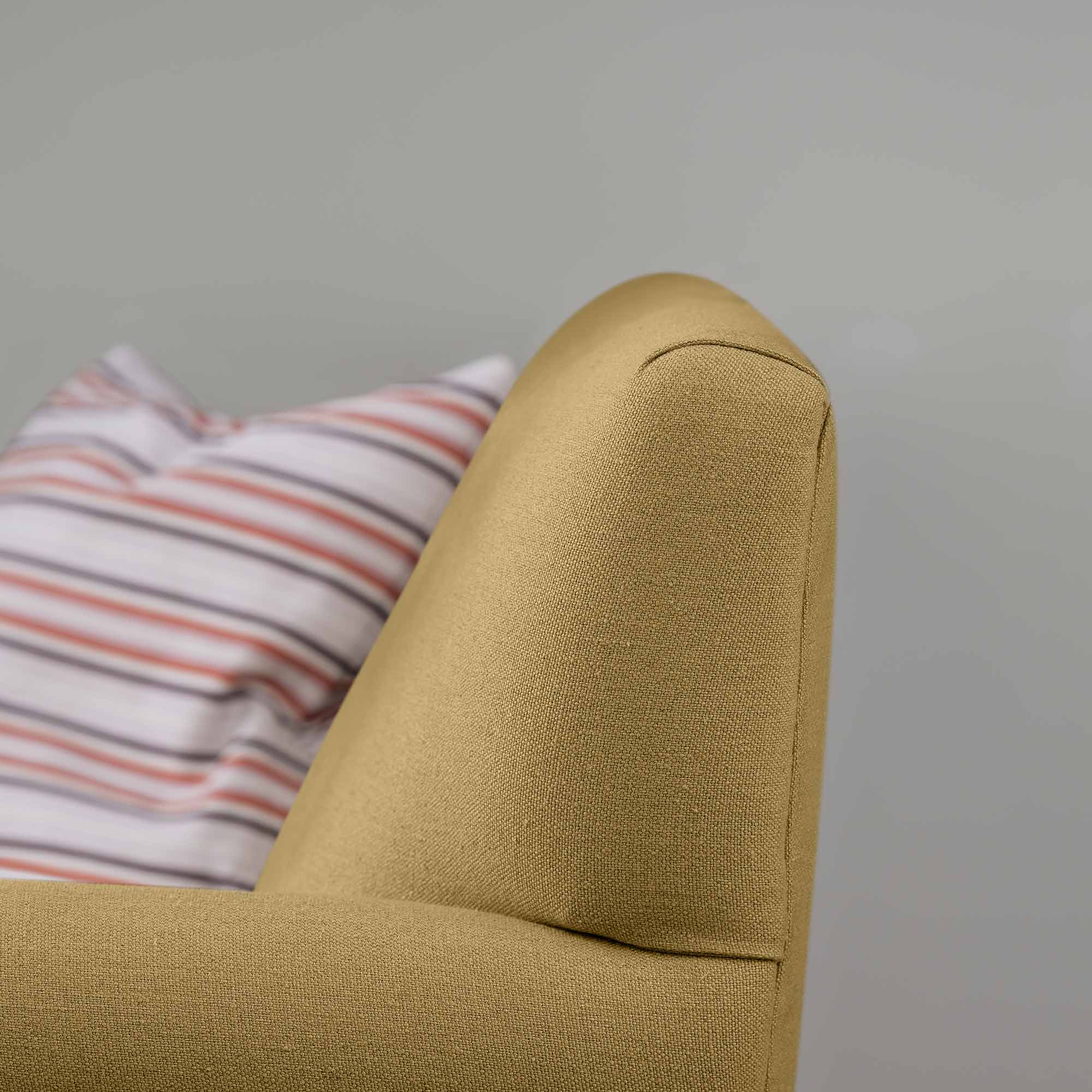  Elegant Backrest Design of the Idler 4 seater sofa in Laidback Linen Ochre - Nicola Harding & Co. 
