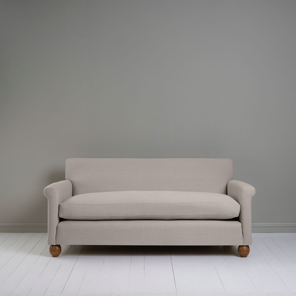  Front View Idler 3 Seater Sofa in Laidback Linen Pearl Grey - Nicola Harding & Co. 