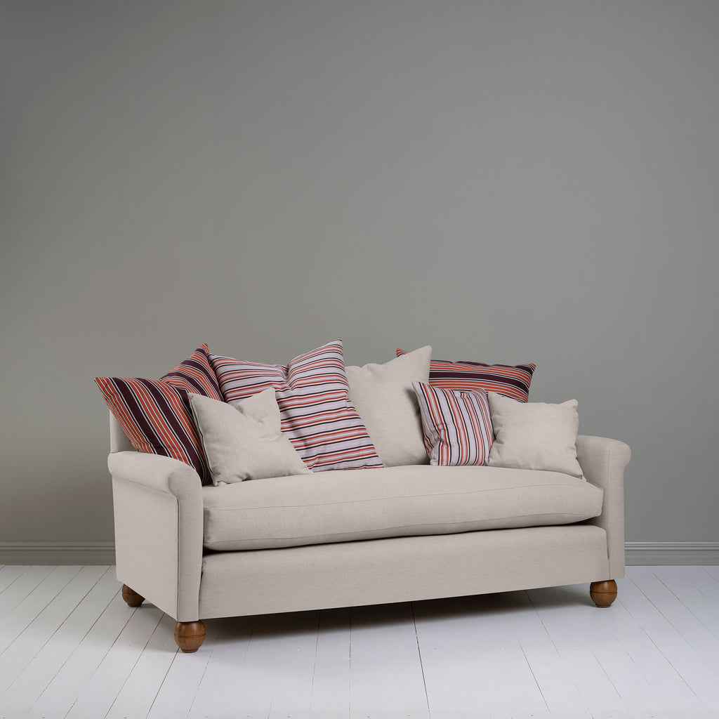  3-Seater Sofa in Pearl Grey Laidback Linen with 7 Square Cushions - Nicola Harding & Co. 