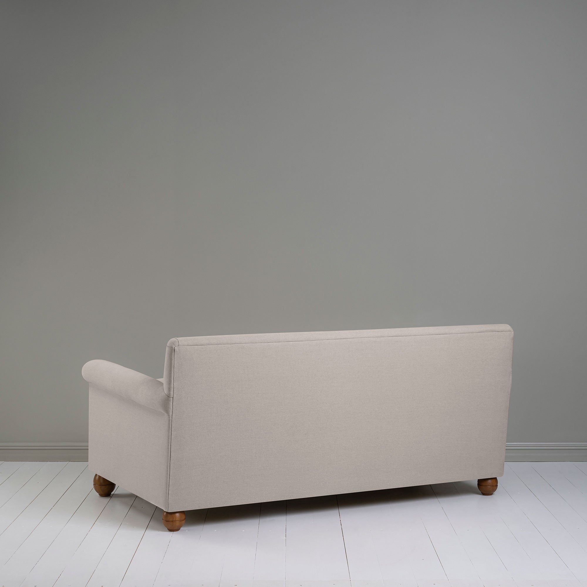  Back View of Idler 3 Seater Sofa in Laidback Linen Pearl Grey - Nicola Harding & Co. 