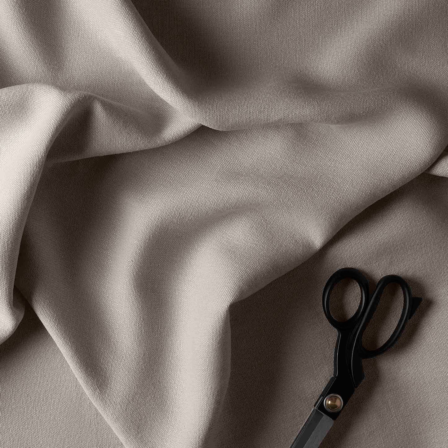 Laidback Linen Pearl Grey Fabric With a Scissor - Nicola Harding & Co.