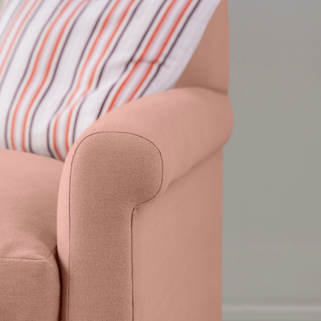  Arm Design Closeup of 3 Seater Sofa in Pink(Roseberry) Color - NiX 