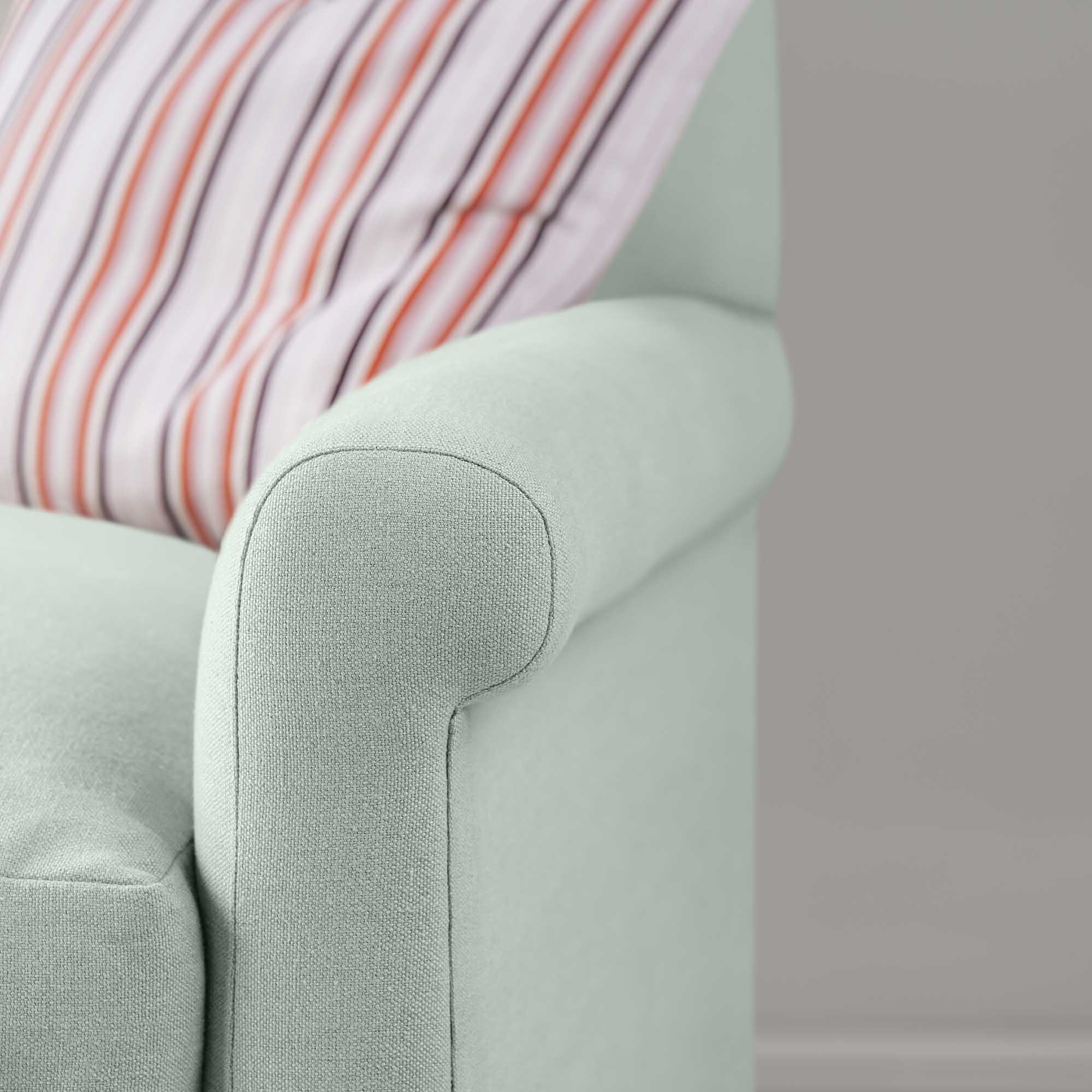  Arm Design Closeup of 4 seater sofa in Laidback Linen Sky - Nicola Harding & Co. 