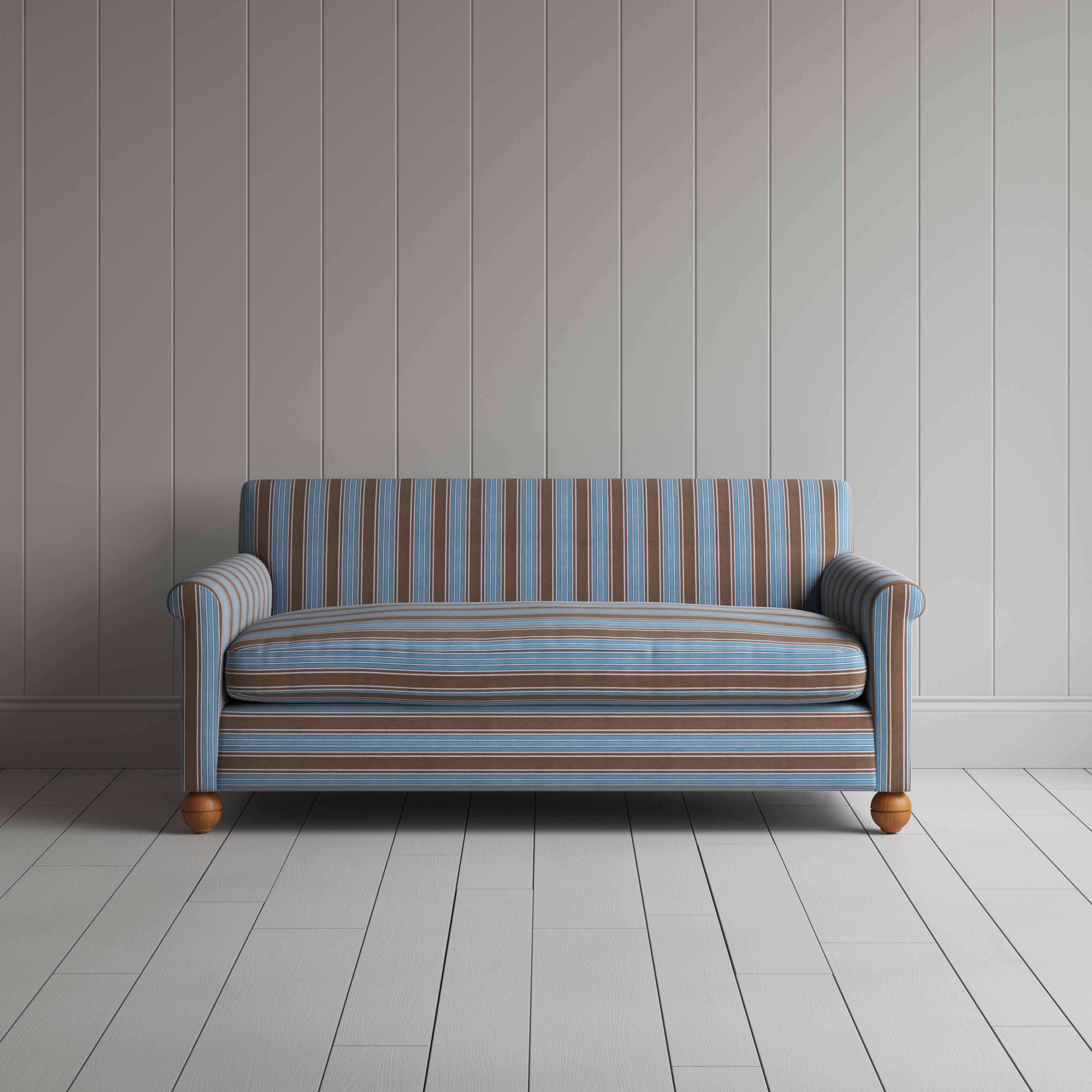  Idler 3 Seater Sofa in Regatta Cotton, Blue - Nicola Harding 