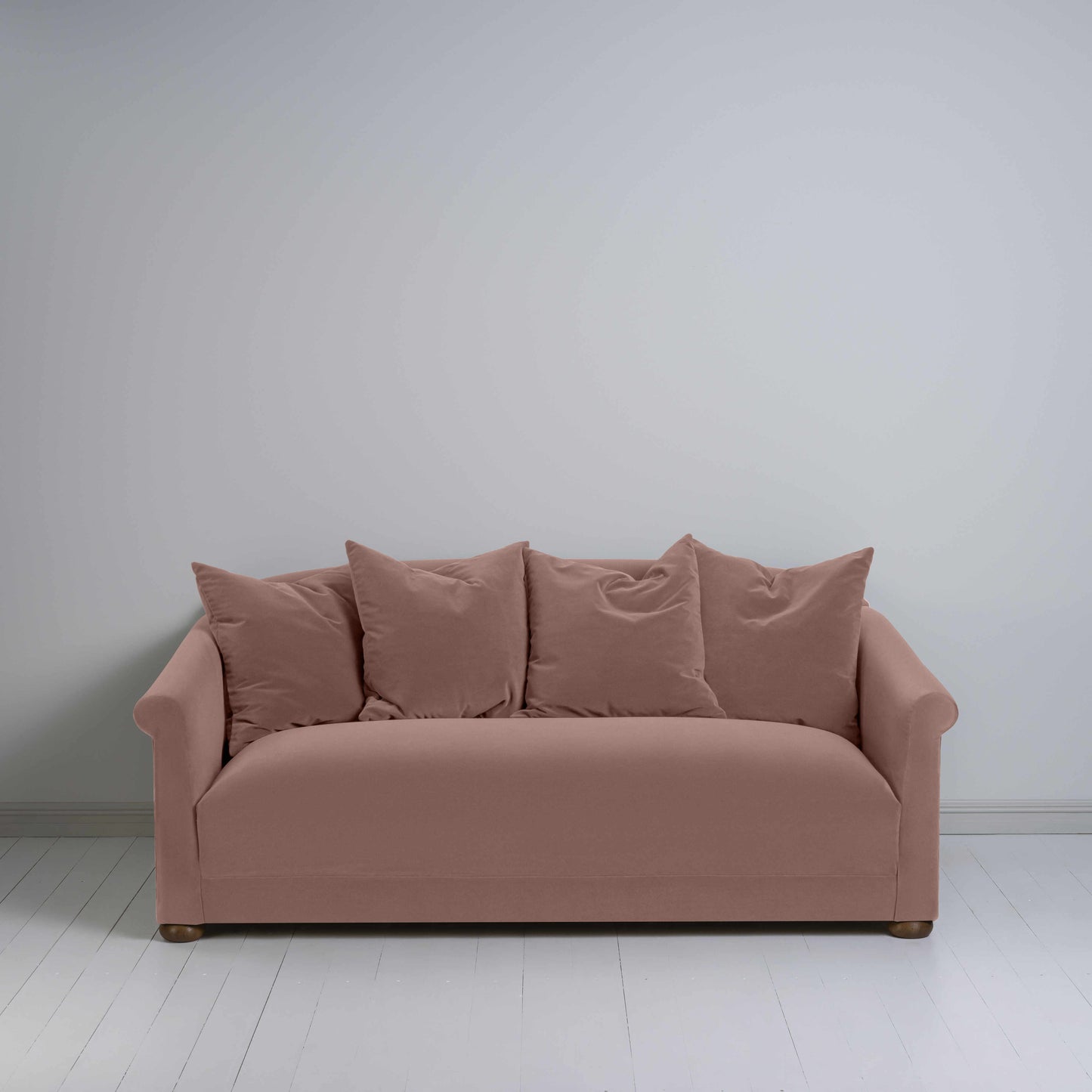 More the Merrier 3 Seater Sofa in Intelligent Velvet Dusky Pink - Nicola Harding