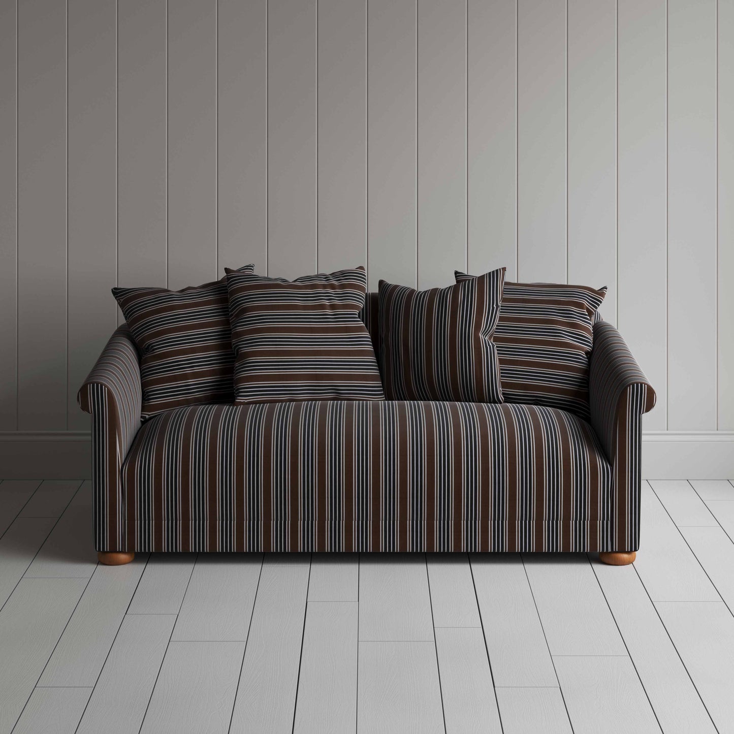 More the Merrier 3 Seater Sofa in Regatta Cotton, Charcoal - Nicola Harding