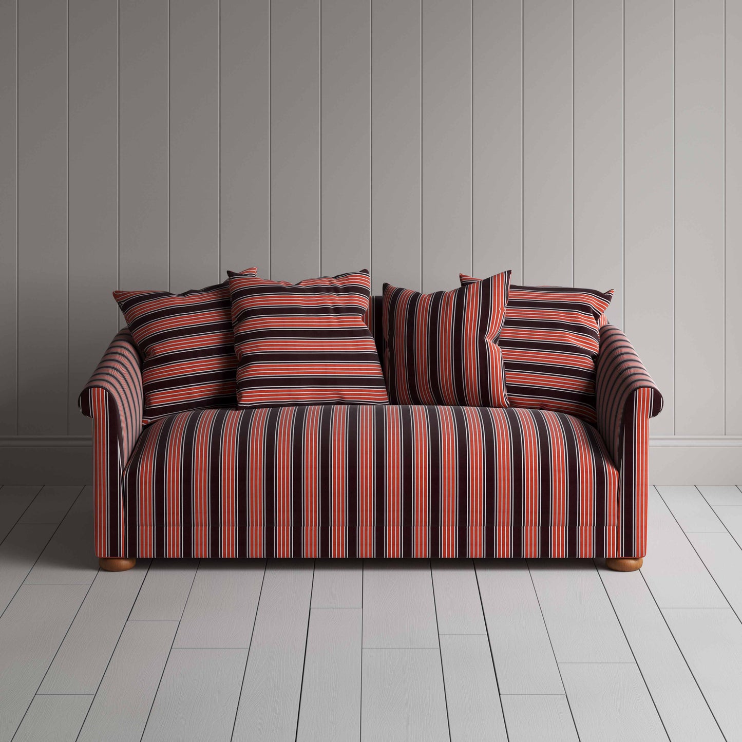 More the Merrier 3 Seater Sofa in Regatta Cotton, Flame - Nicola Harding