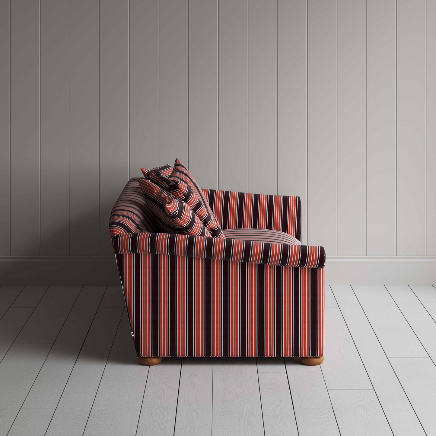 More the Merrier 3 Seater Sofa in Regatta Cotton, Flame - Nicola Harding