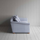  Side View of 3 Seater Sofa in Ticking Cotton, Aqua Brown - Nicola Harding 