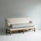  Front Row 3 Seater Upholstered Bench in Laidback Linen Dove Frame and Regatta Cotton Blue Seat - By Nicola Harding & Co. 