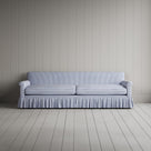 Curtain Call 4 Seater Sofa in Ticking Cotton, Aqua Brown