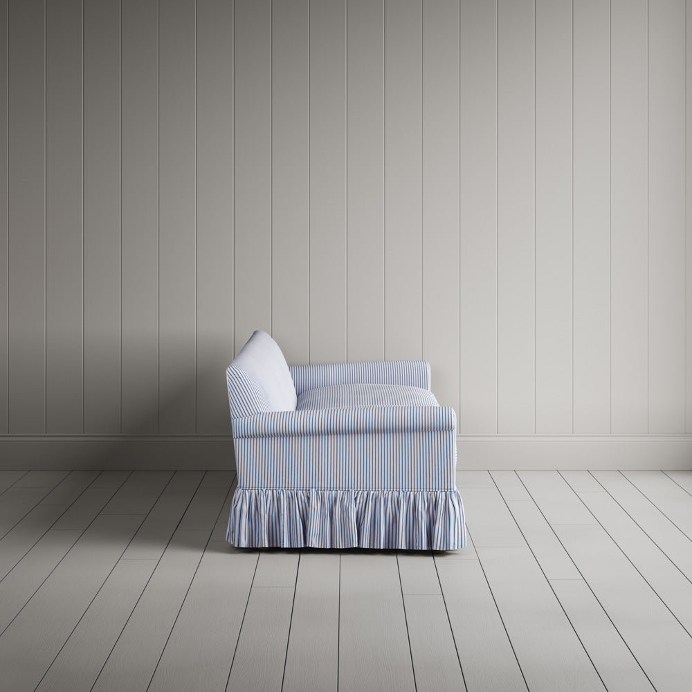 Curtain Call 4 Seater Sofa in Ticking Cotton, Aqua Brown