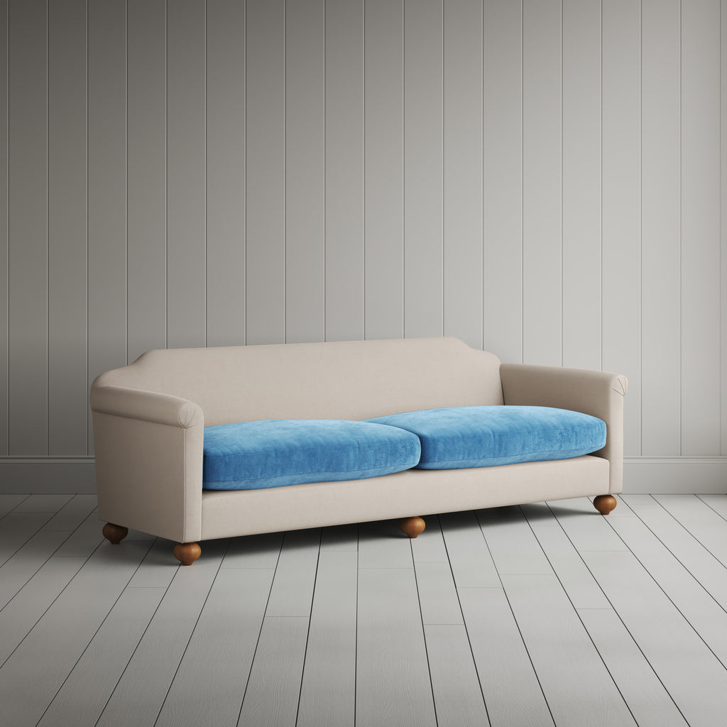 Dolittle 4 seater sofa in Laidback Linen Dove Frame and Classic Corduroy Harbour Blue Seat 
