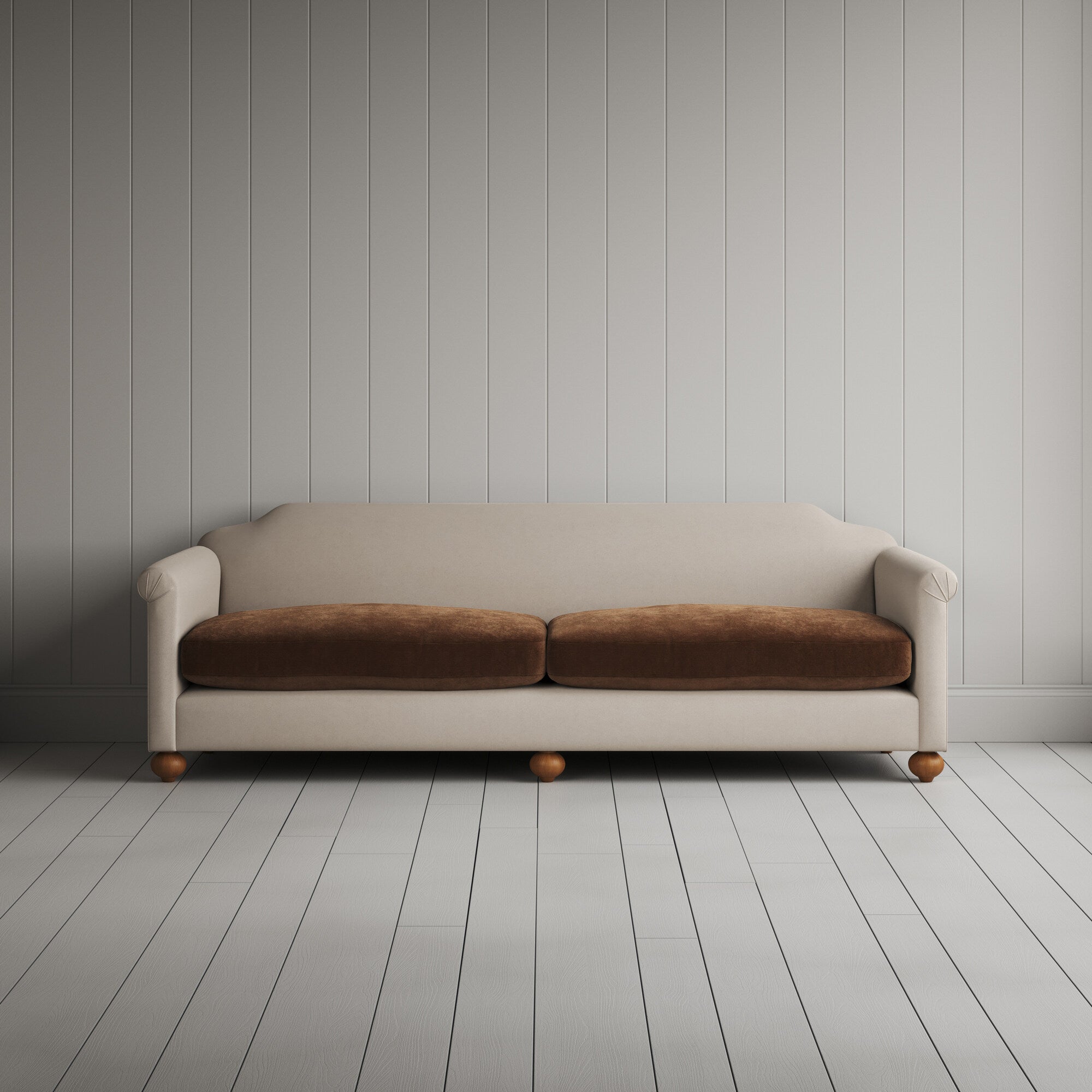  Dolittle 4 seater sofa in Laidback Linen Dove Frame and Classic Corduroy Tobacco Frame 