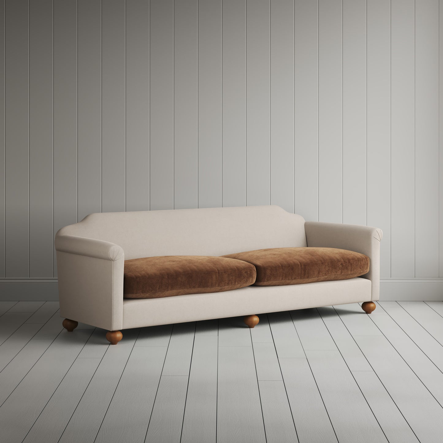 Dolittle 4 seater sofa in Laidback Linen Dove Frame and Classic Corduroy Tobacco Frame