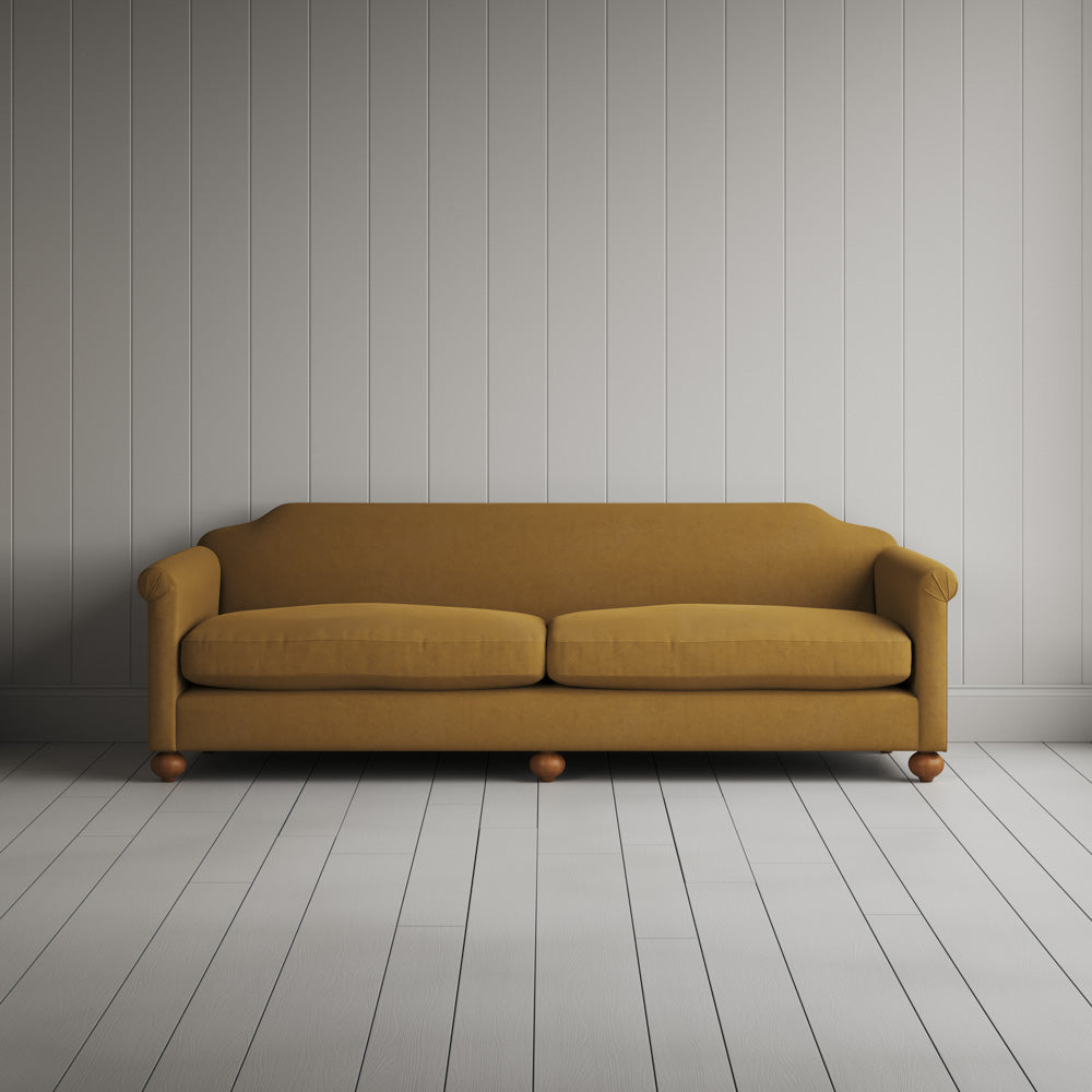  Front Profile of Dolittle 4 seater Sofa in Laidback Linen Ochre 