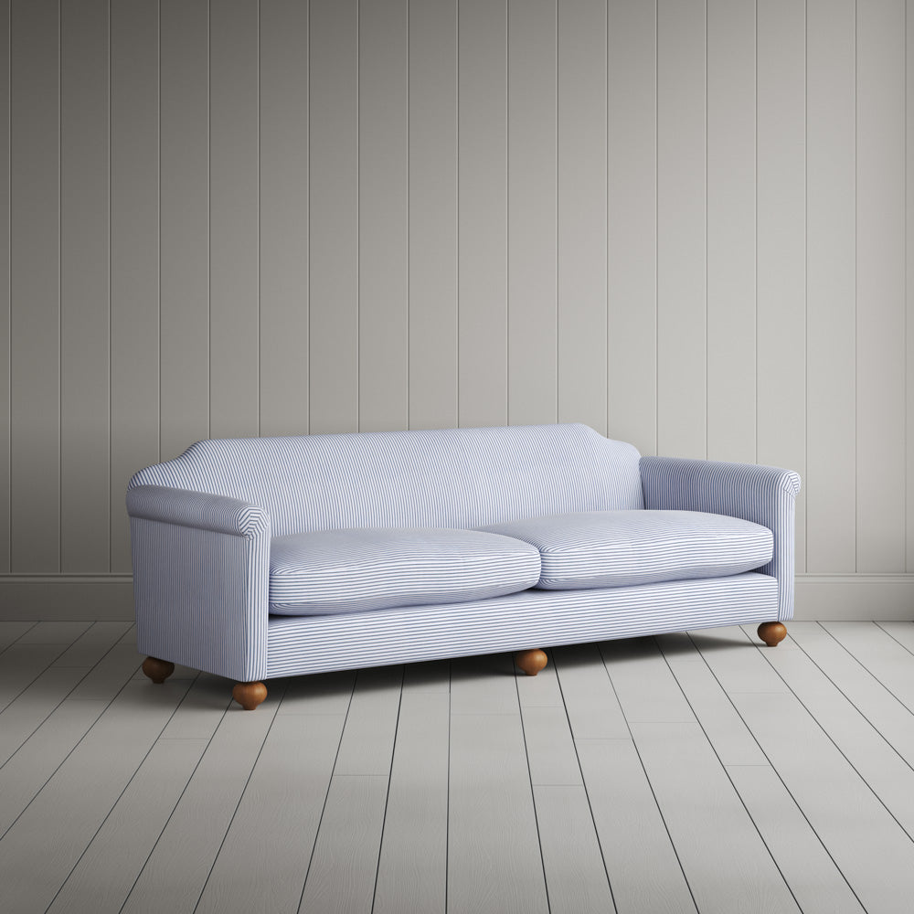  Dolittle 4 Seater Sofa in Ticking Cotton, Aqua Brown 