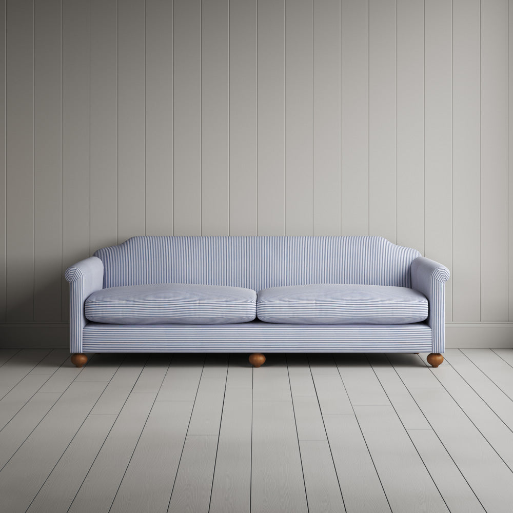  Dolittle 4 Seater Sofa in Ticking Cotton, Aqua Brown 