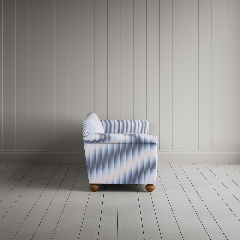  Dolittle 4 Seater Sofa in Ticking Cotton, Aqua Brown 