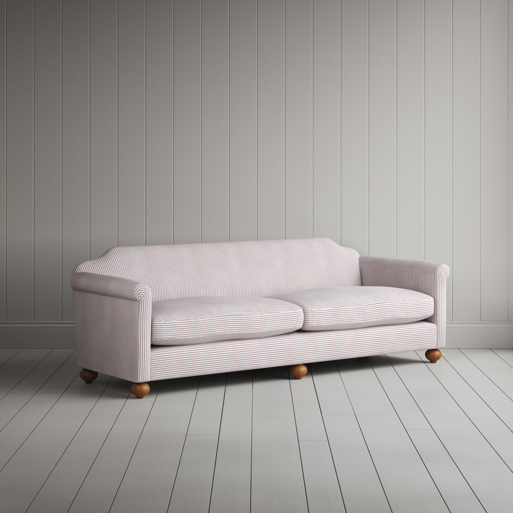  Dolittle 4 Seater Sofa in Ticking Cotton, Berry 