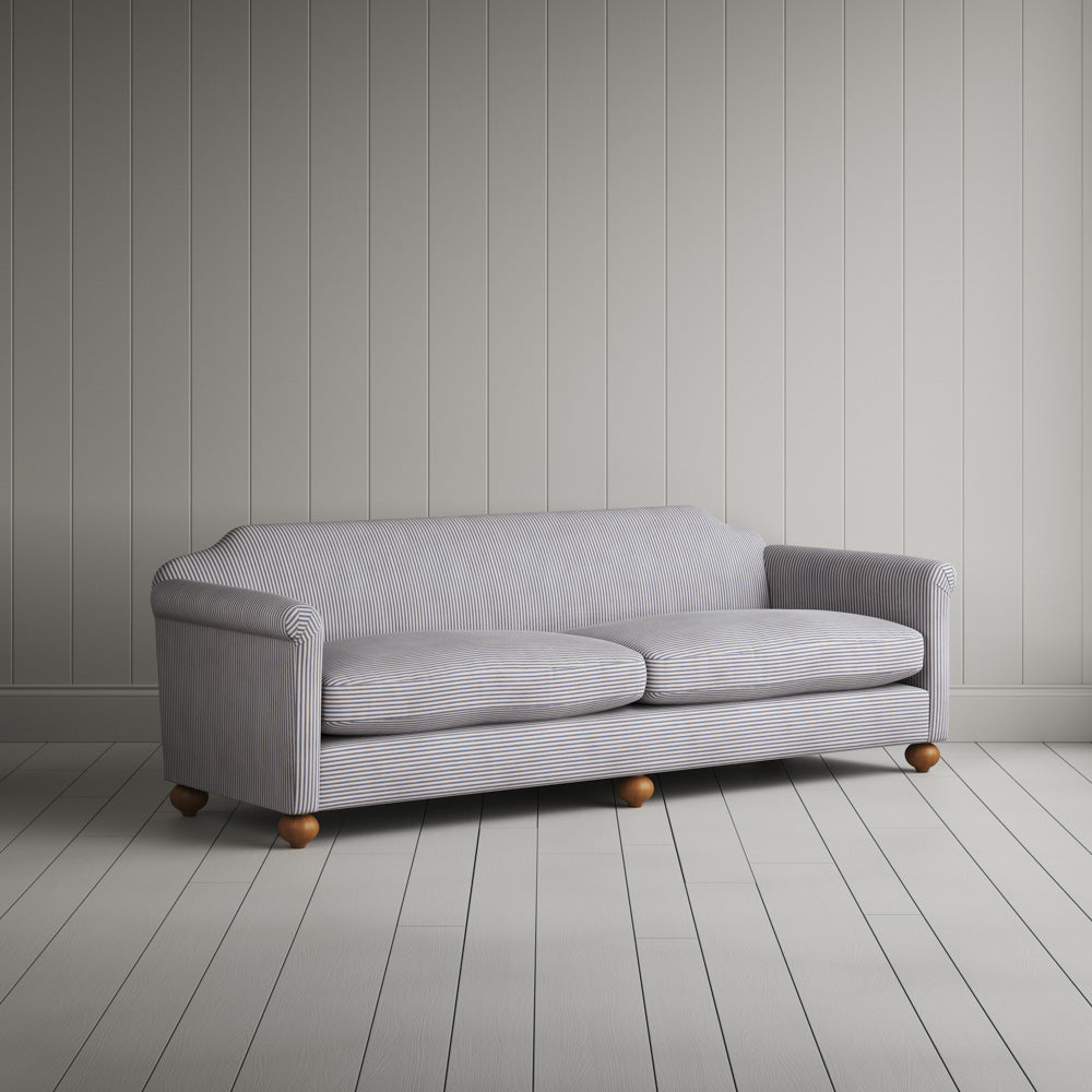  Dolittle 4 Seater Sofa in Ticking Cotton, Blue Brown 