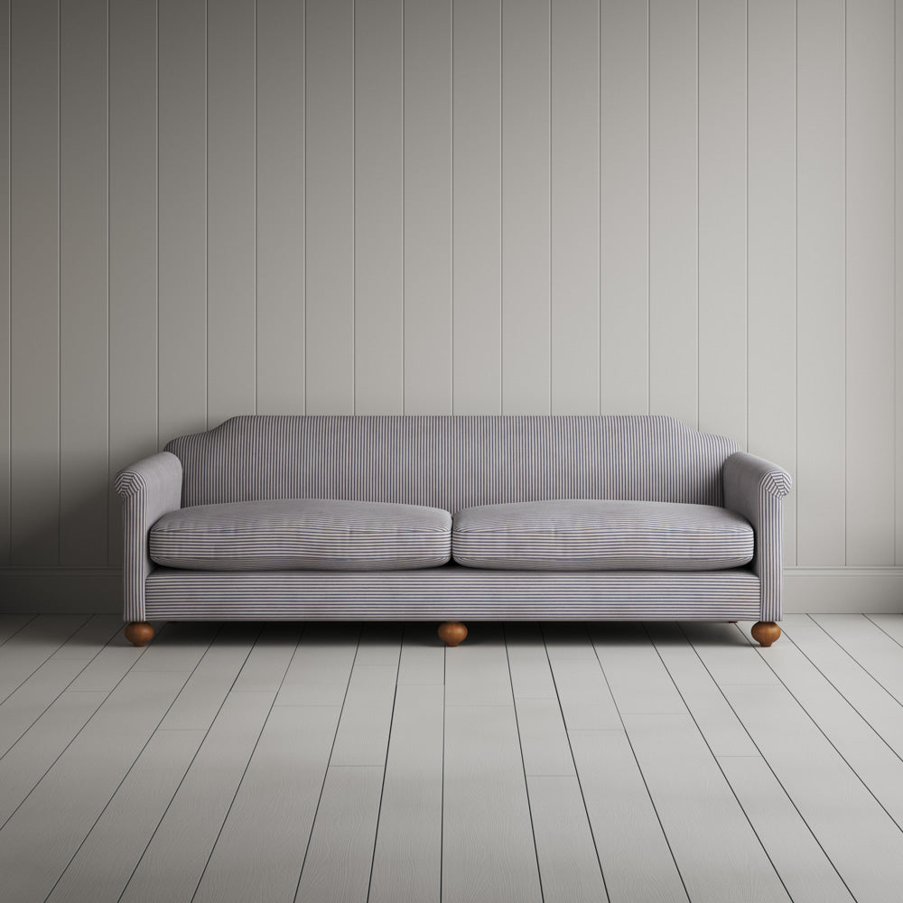 Dolittle 4 Seater Sofa in Ticking Cotton, Blue Brown