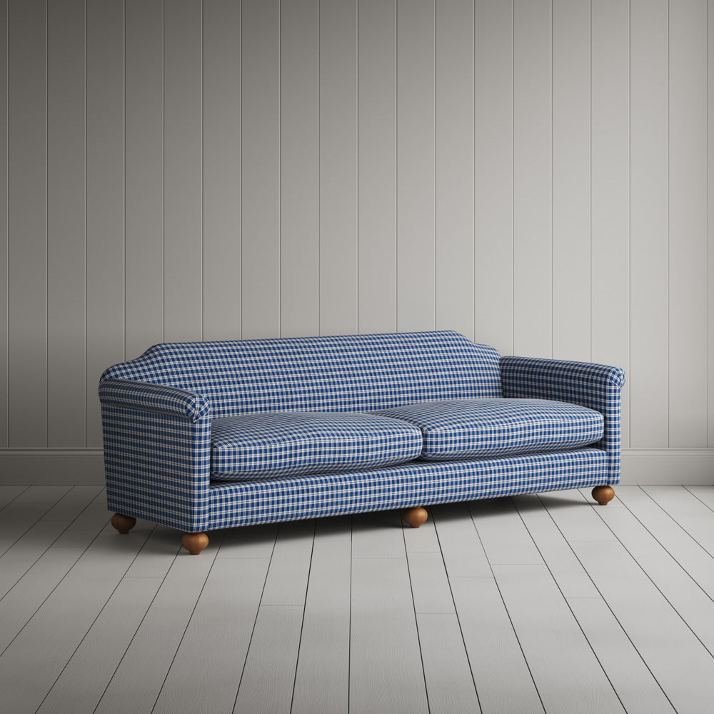 Dolittle 4 Seater Sofa in Well Plaid Cotton, Blue Brown