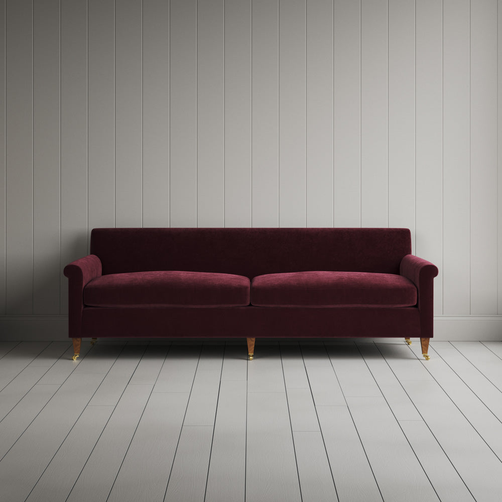  Idler 4 seater sofa in Cherry Classic Corduroy, a rich red UK handmade product 