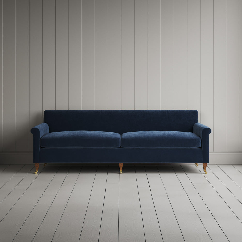  4 seater sofa in Dark Blue Classic Corduroy, a UK handmade product. 