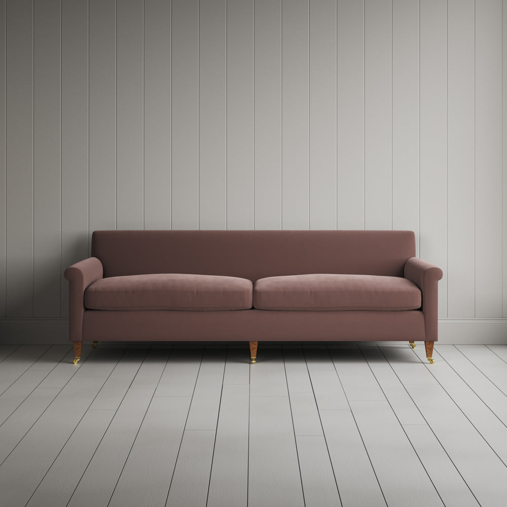 Front view of Idler 4 seater sofa in Intelligent Velvet Dusky Pink