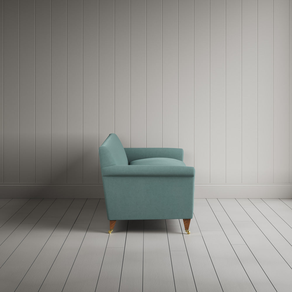 Side profile of Idler 4 seater sofa in Laidback Linen Cerulean