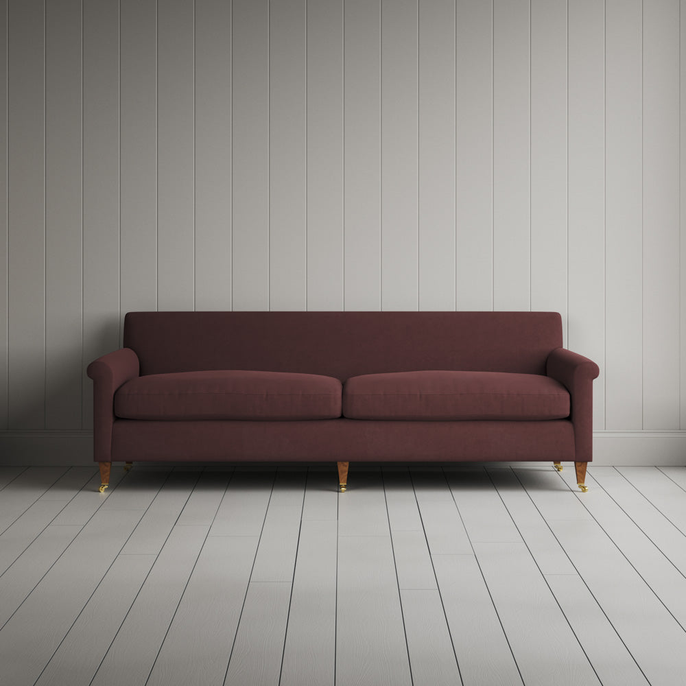  Front view of Idler 4 seater sofa in Laidback Linen Damson 
