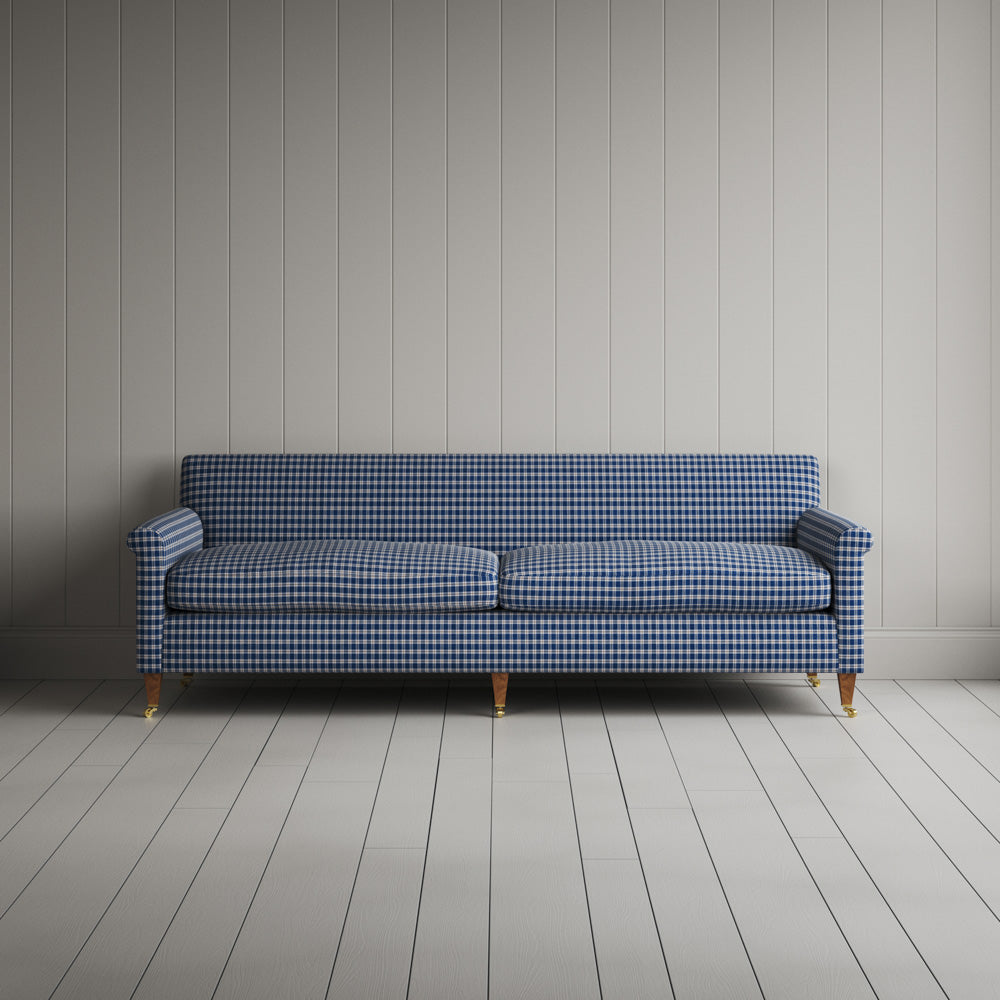  Idler 4 Seater Sofa in Well Plaid Cotton, Blue Brown 