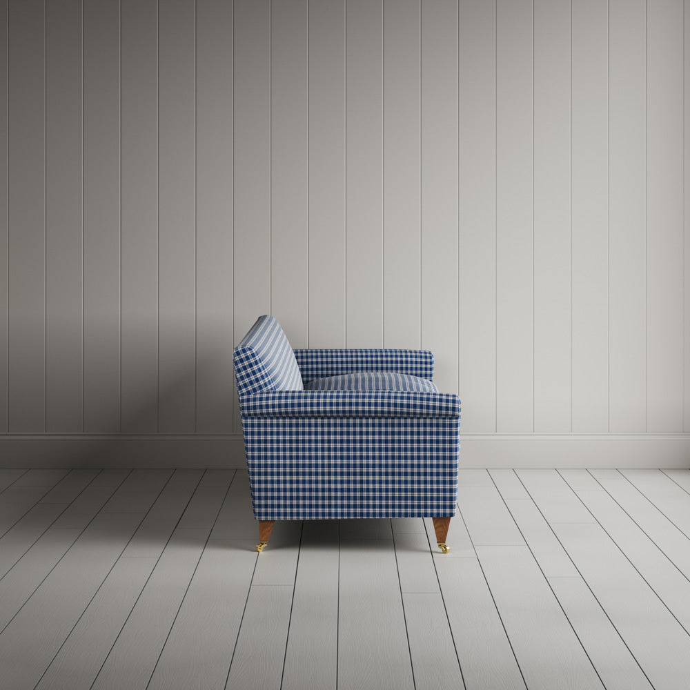  Idler 4 Seater Sofa in Well Plaid Cotton, Blue Brown 