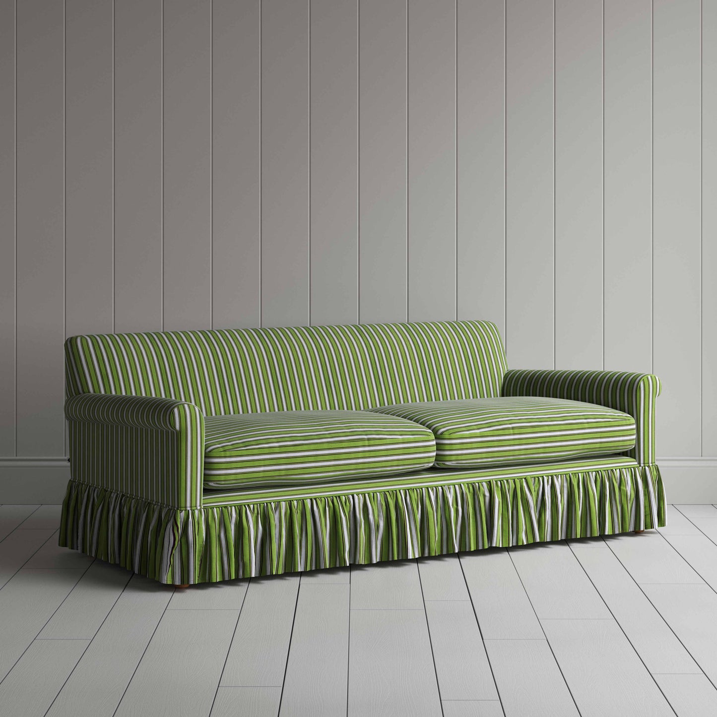 Curtain Call 4 Seater Sofa in Colonnade Cotton, Green and Wine