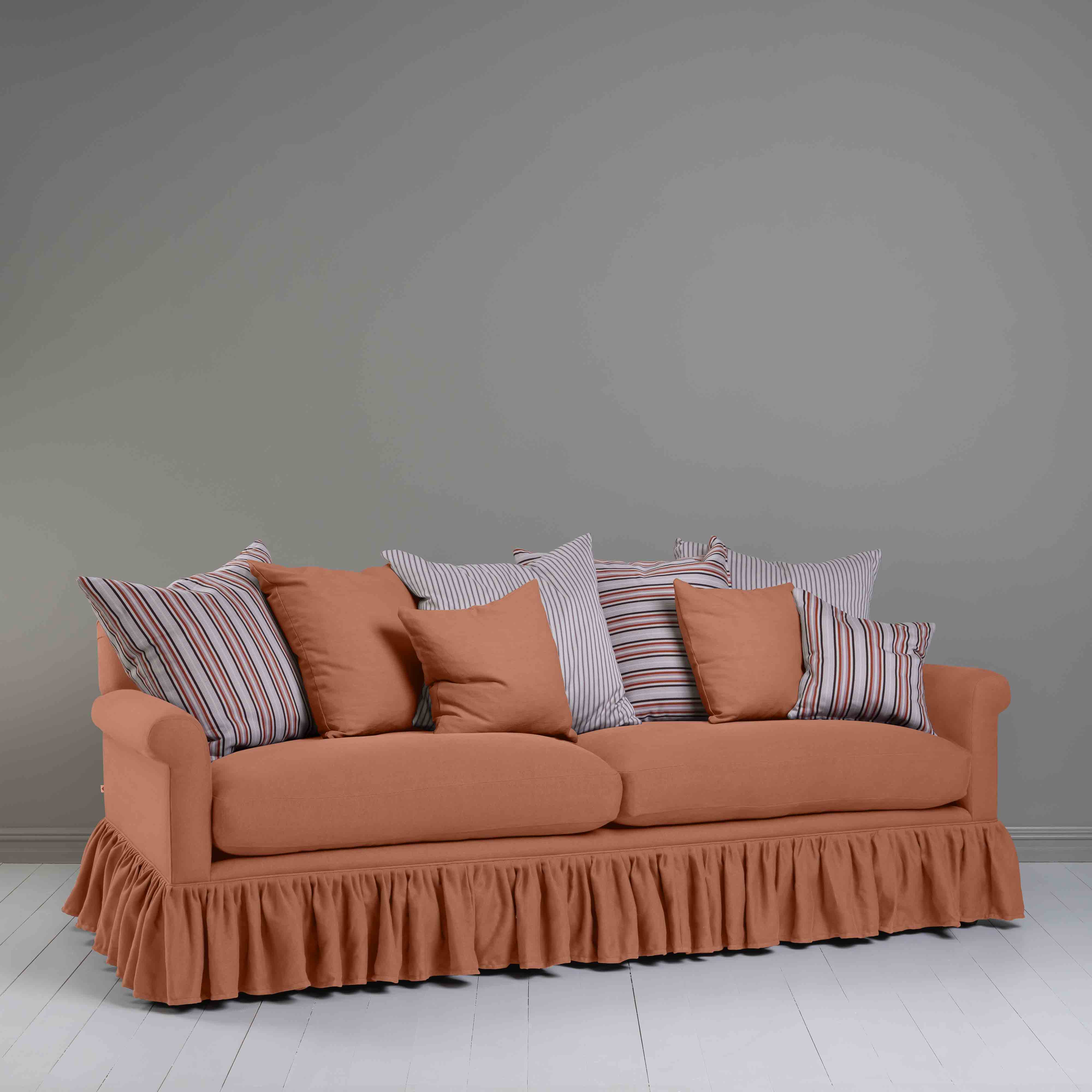  Curtain Call 4 Seater Sofa in Laidback Linen Cayenne - Nicola Harding 