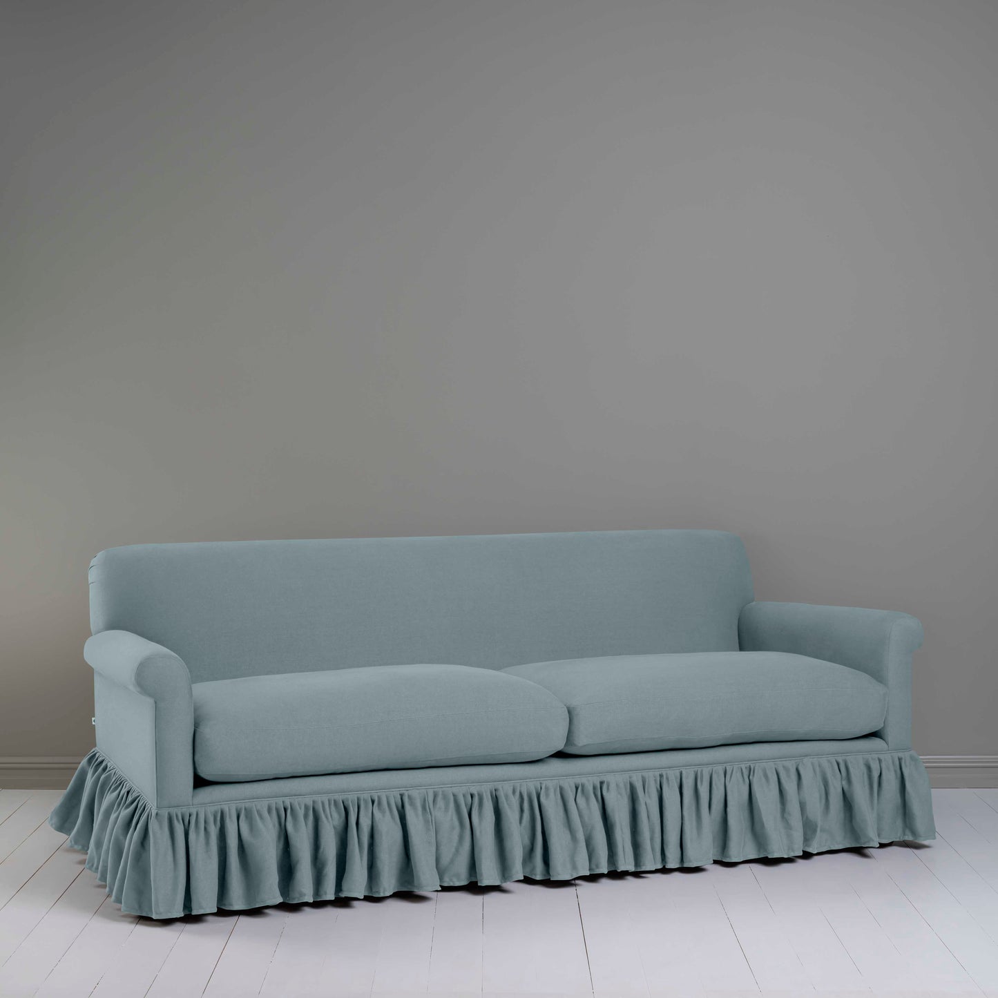 Curtain Call 4 Seater Sofa in Laidback Linen Cerulean - Nicola Harding