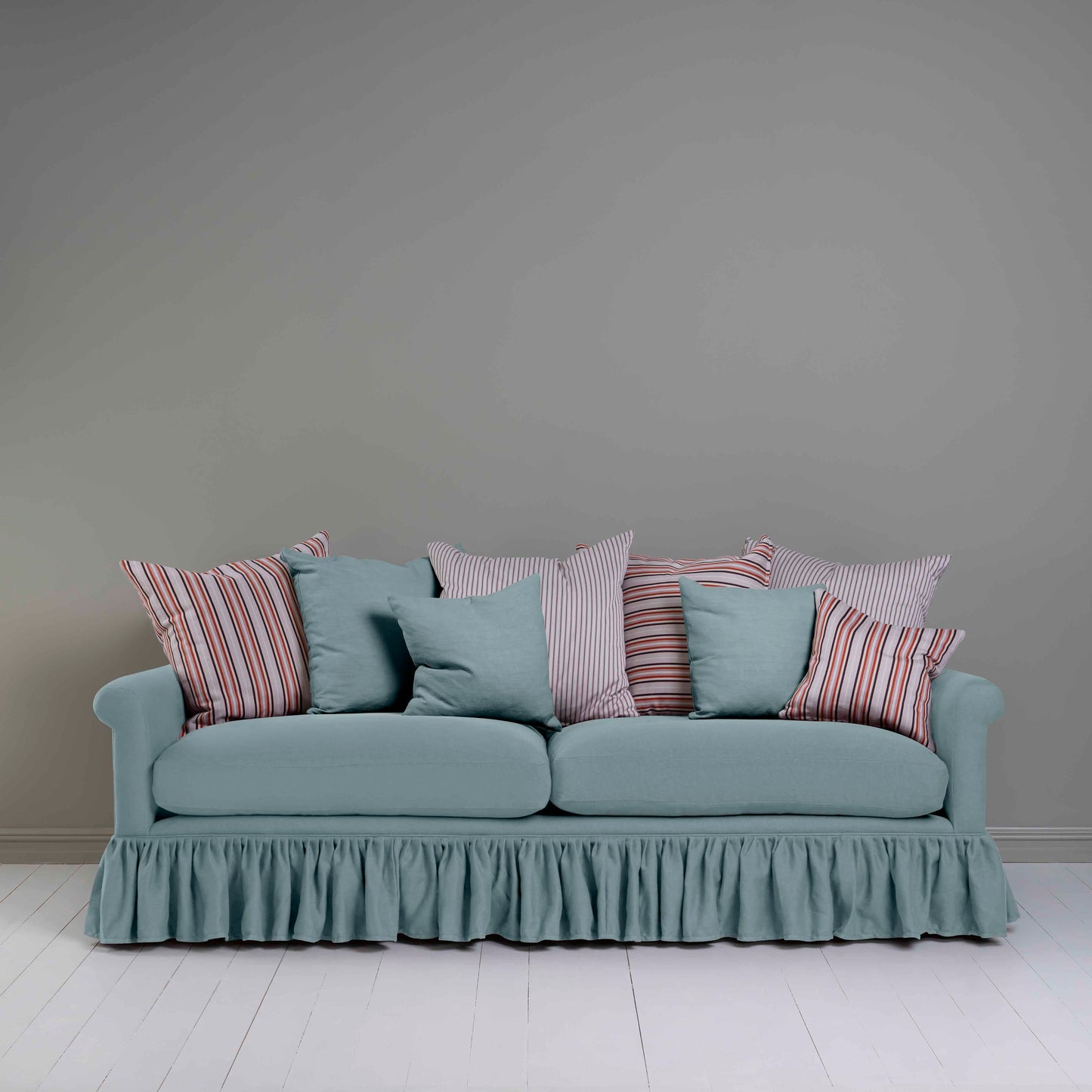 Curtain Call 4 Seater Sofa in Laidback Linen Cerulean - Nicola Harding