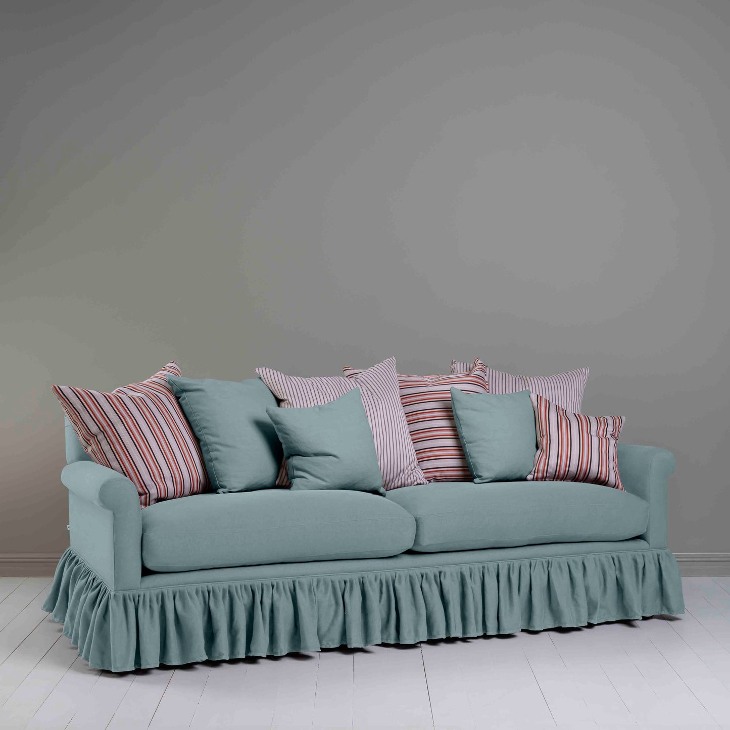 Curtain Call 4 Seater Sofa in Laidback Linen Cerulean - Nicola Harding