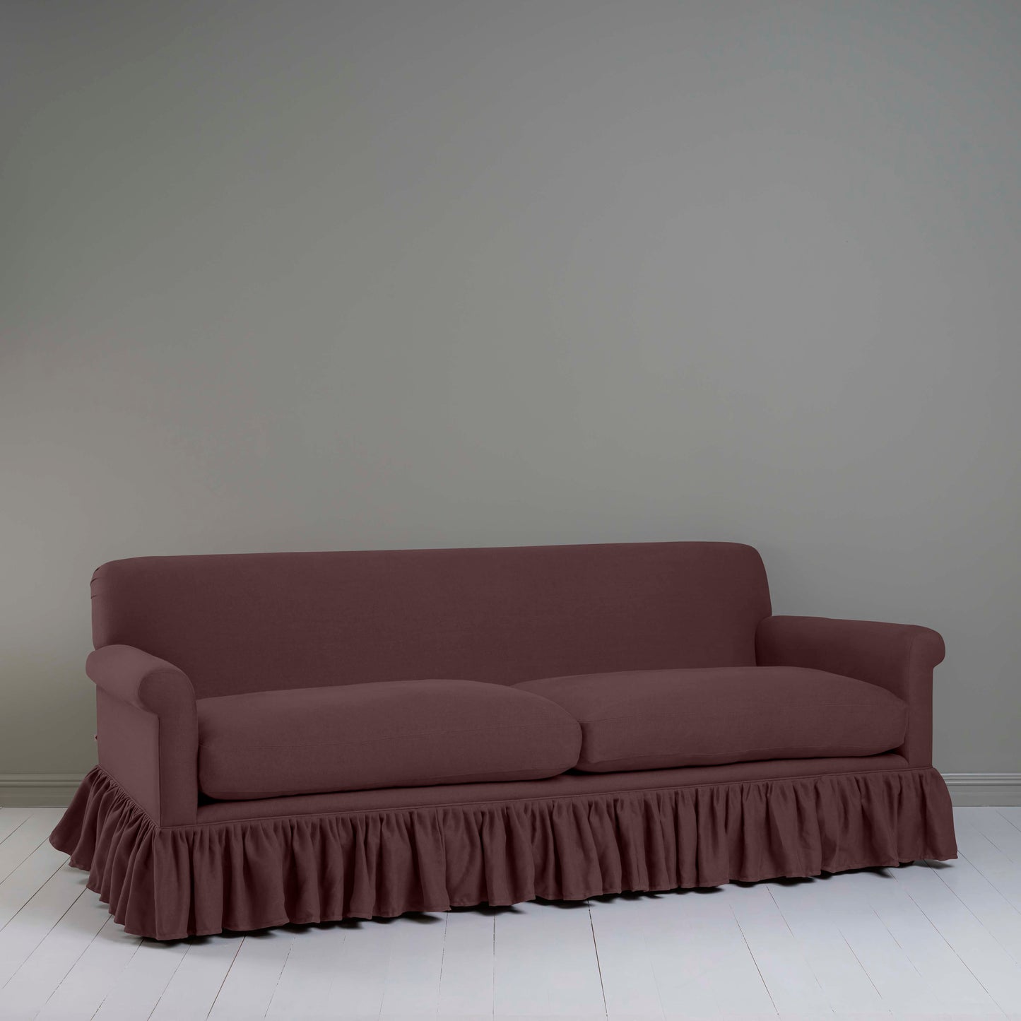 Curtain Call 4 seater sofa in Laidback Linen Damson - Nicola Harding