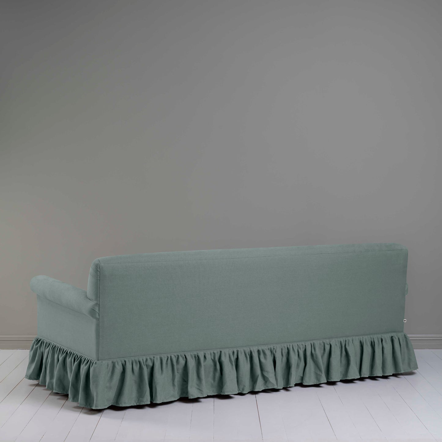 Curtain Call 4 Seater Sofa in Laidback Linen Mineral, Back View - Nicola Harding