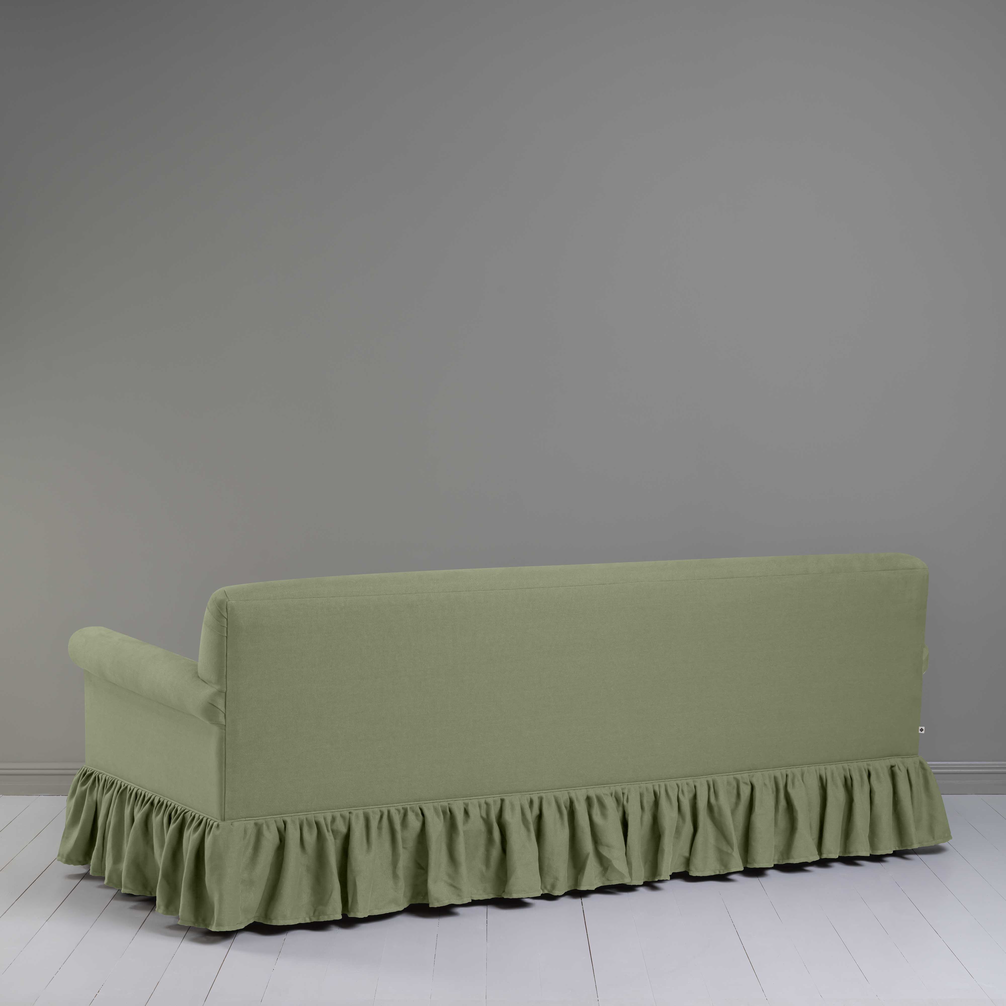  Curtain Call 4 Seater Sofa in Laidback Linen Moss, Back View - Nicola Harding 