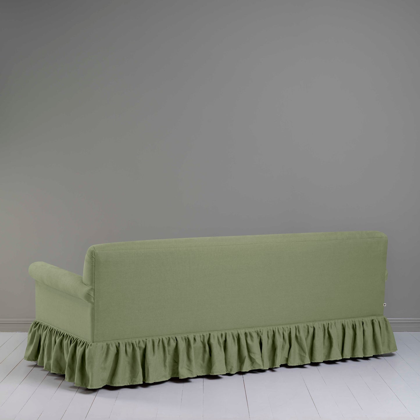 Curtain Call 4 Seater Sofa in Laidback Linen Moss, Back View - Nicola Harding