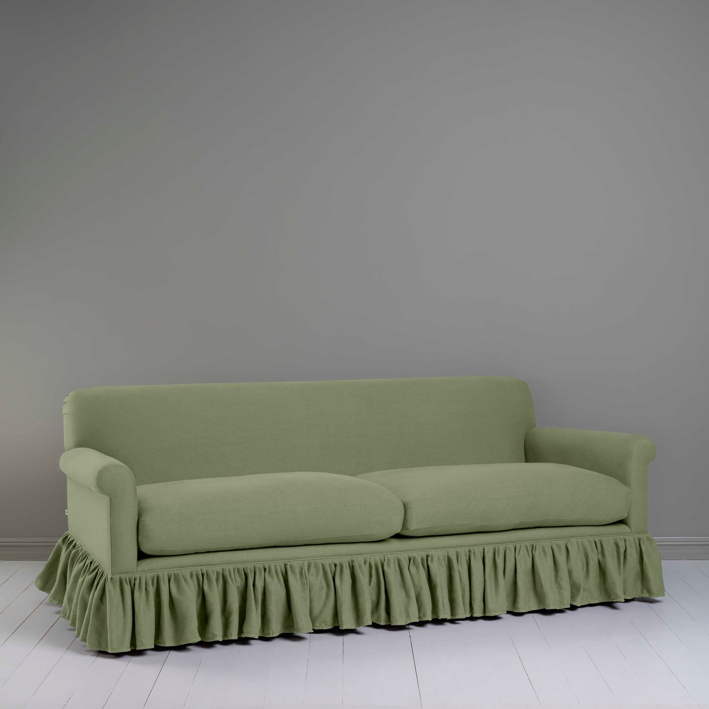 Curtain Call 4 Seater Sofa in Laidback Linen Moss - Nicola Harding