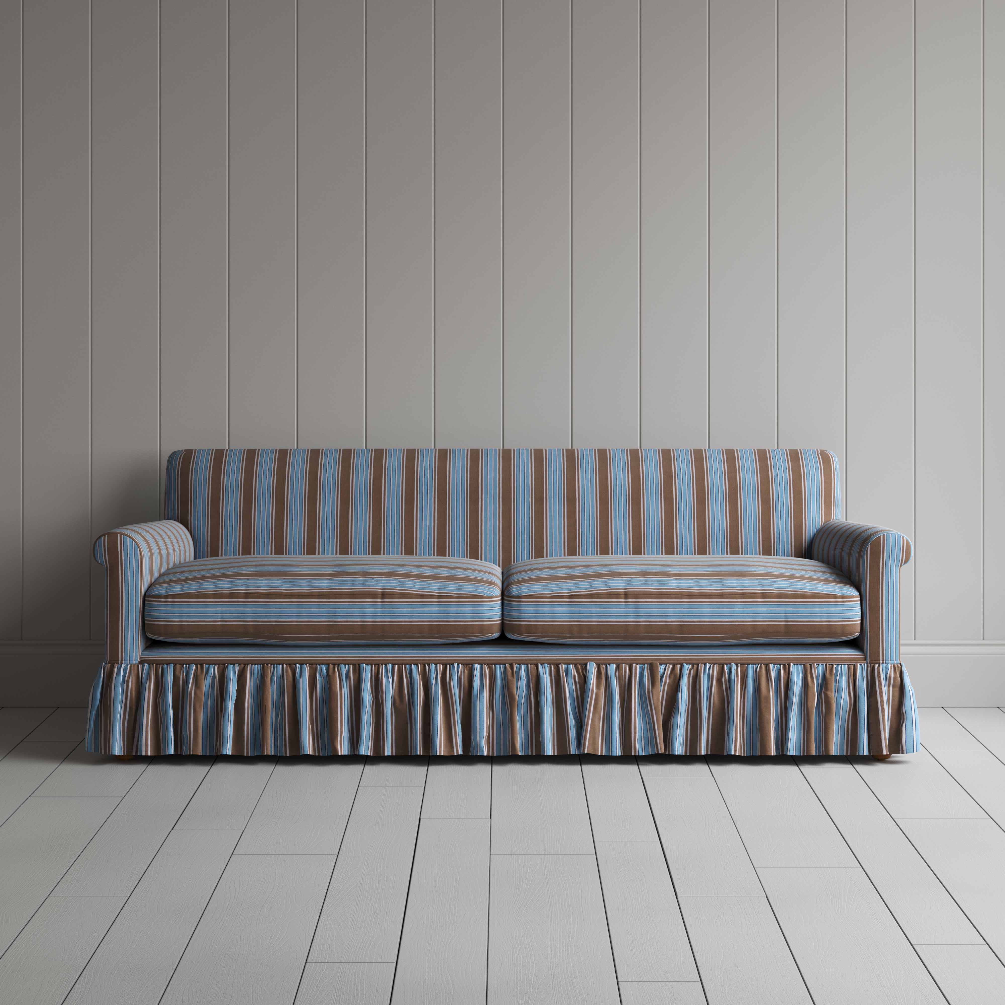  Curtain Call 4 Seater Sofa in Regatta Cotton, Blue - Nicola Harding 