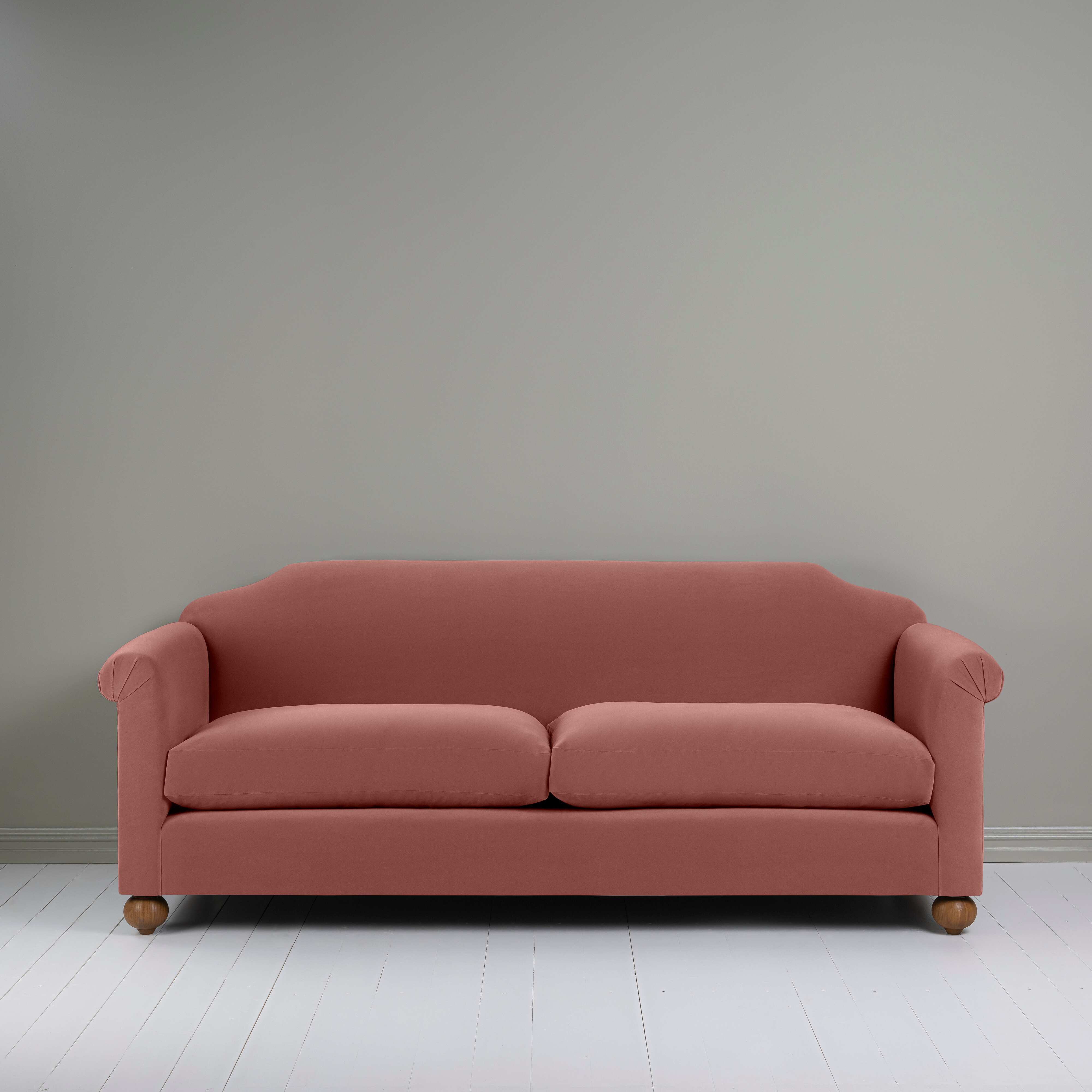  Dolittle 4 seater Sofa in Intelligent Velvet Damson, Front View - Nicola Harding 